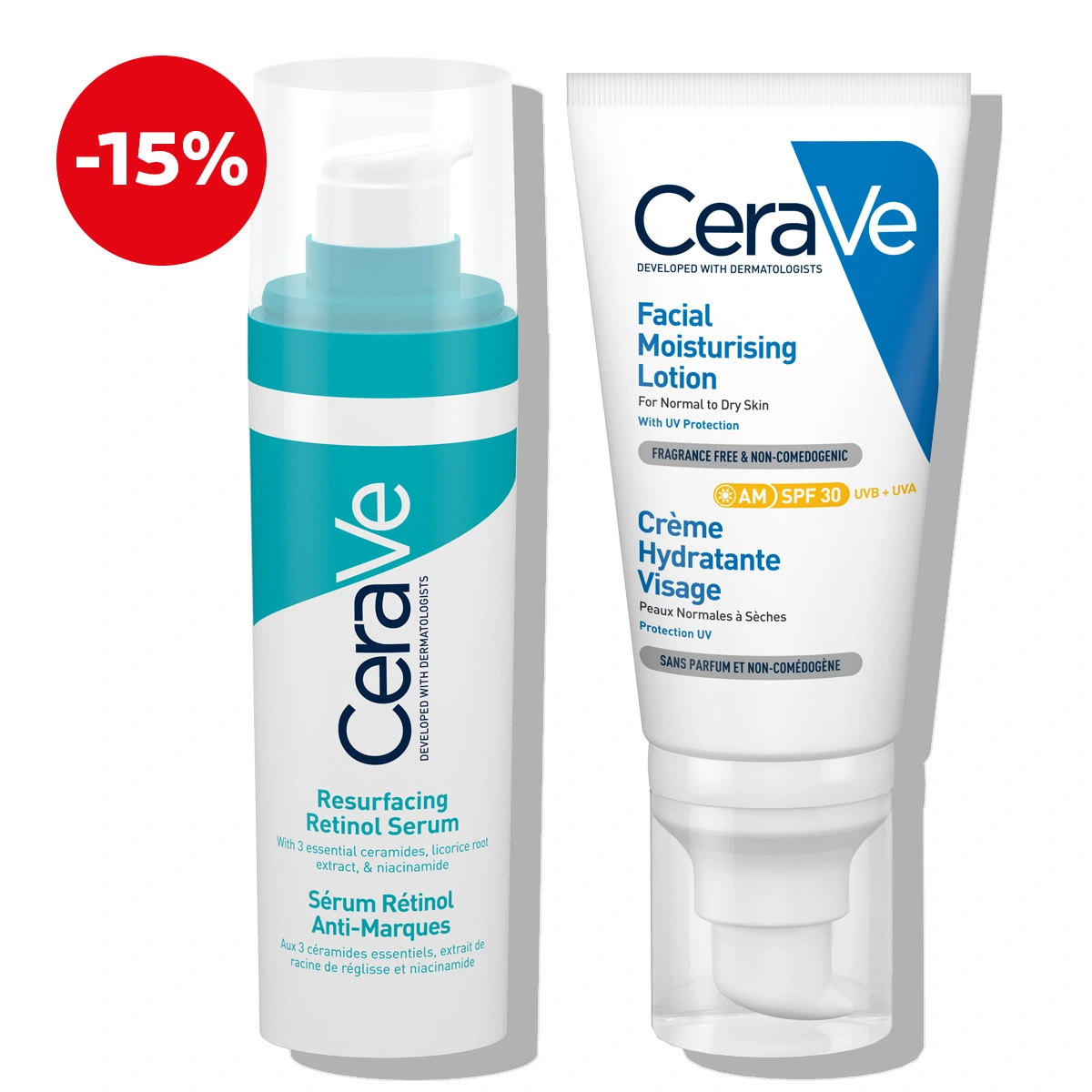CeraVe Retinol Face Care Protocol For a Uniform Skin Appearance (Care And Sun Protection) (1)