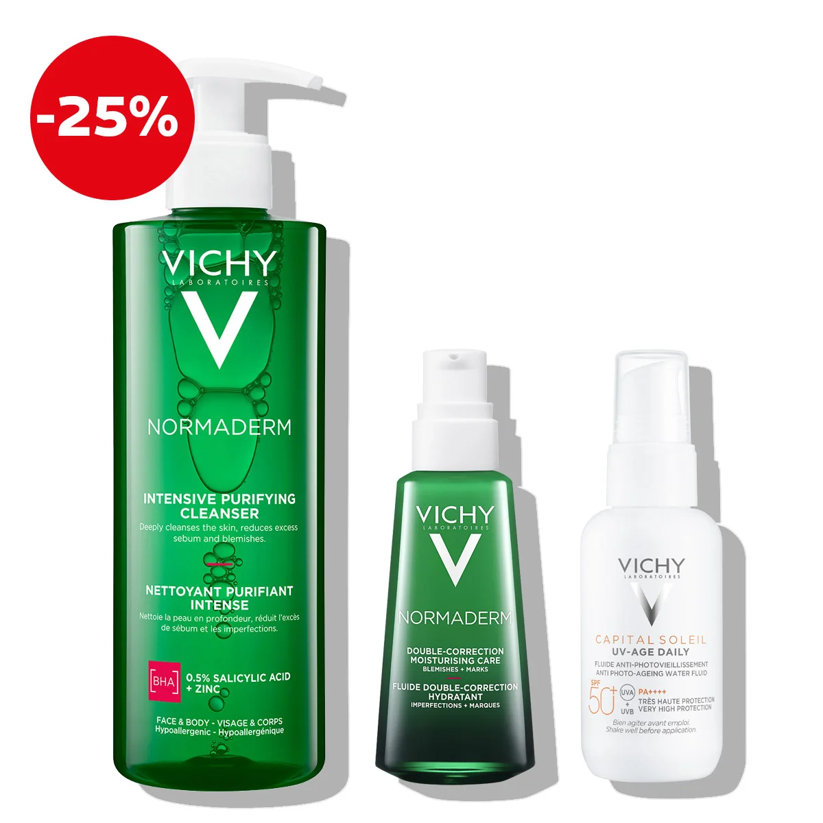 Vichy NORMADERM Protocol for oily and acne-prone skin in adulthood (cleansing, care, sun protection) (1)