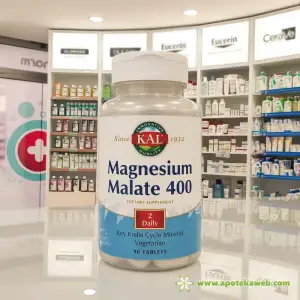 Magnezijum malat u plavo bijeloj bočici.