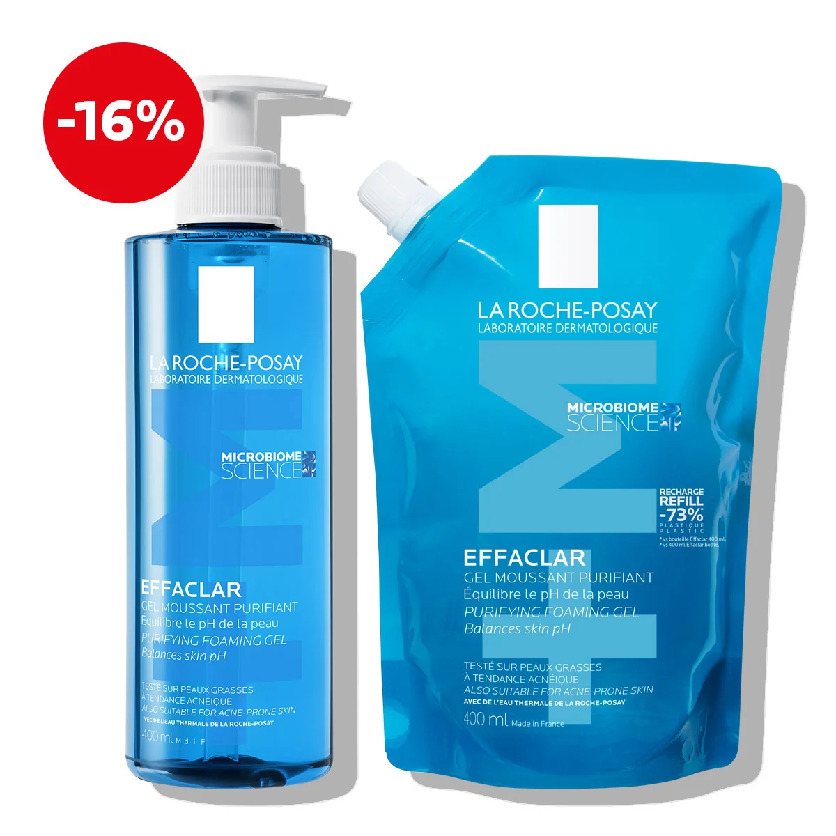 La Roche-Posay EFFACLAR Foaming gel + eco refill for skin prone to acne and irregularities (cleansing + refill) (1) (1)