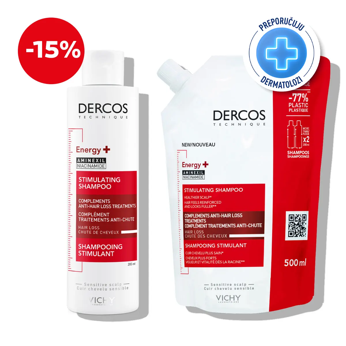 Vichy DERCOS Anti-hairloss Shampoo + eco refill for oily scalp (1) web