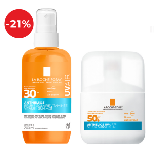 La Roche-Posay ANTHELIOS Duo za nevidljivu zaštitu od sunca (Nevidljivi osvježavajući sprej za zaštitu od sunca sa vrlo visokom zaštitom SPF50+ 200 ml + UVAIR serum SPF50+ 50ml )